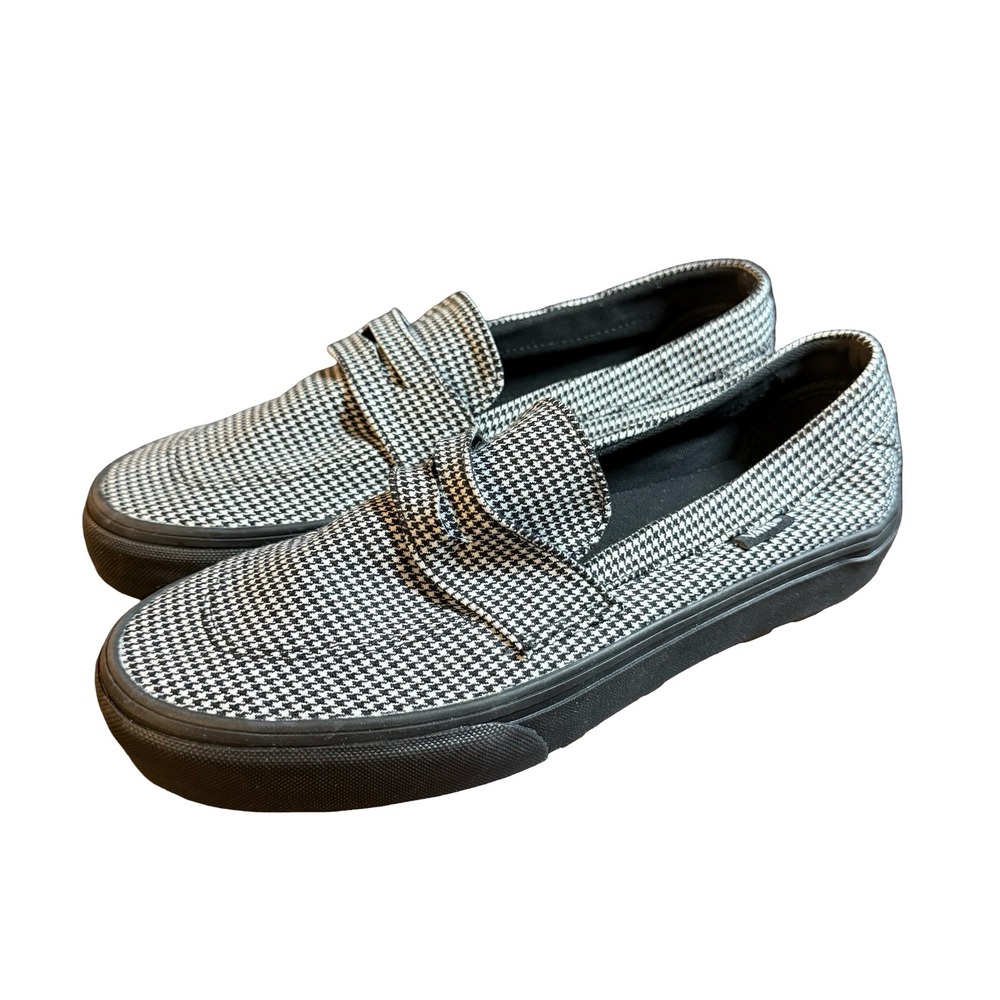 Vans Style 53 Loafers Womens 10 Houndstooth Slip On Black White Penny - Like New